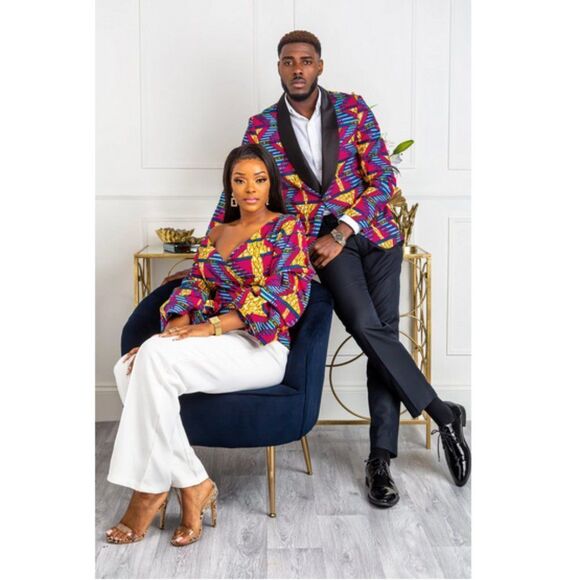 L'AVIYE African Print Off Shoulder Wrap Blouse - Picture 5 of 5